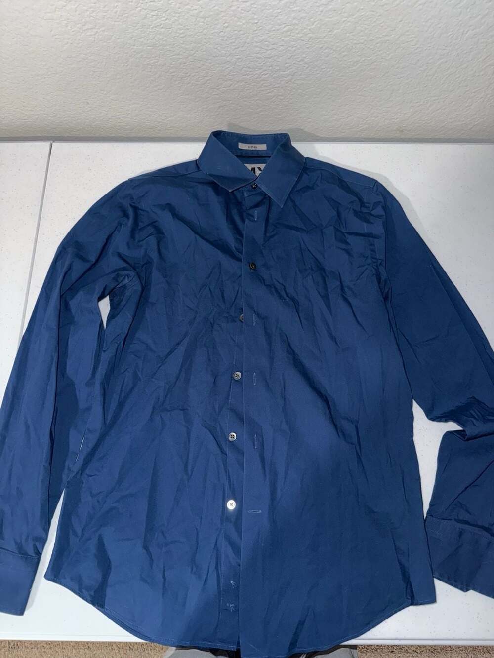 Express 1MX Fitted Long Sleeve Button Up Dress Shirt